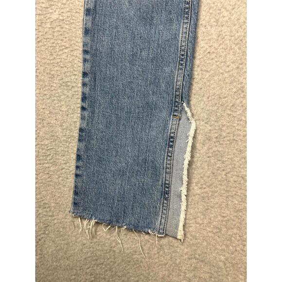 Zara Straight High Rise Jeans Womens 2 Denim Distressed Mid Wash Minimalist - Picture 10 of 12